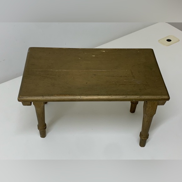 Vintage Artisan Hand Crafted Gold Painted Folding Wooden Stool - Picture 15 of 16